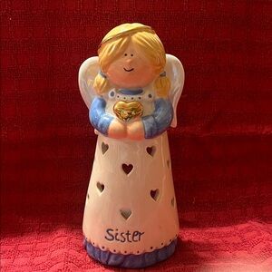 Source Unknown Sister Angel Figurine - Cream and Blue